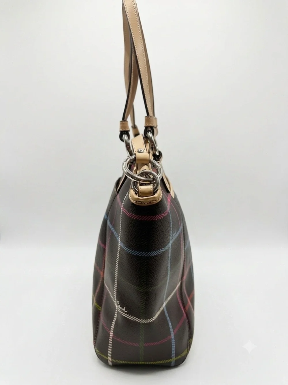 Coach Peyton Tattersall Plaid Tote Bag